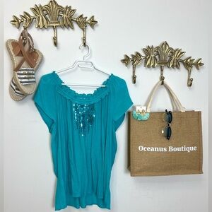 🐬Aqua Splash flowy top M